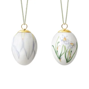 Royal Copenhagen Osterei 2022 6cm 2 Teile - Narzissenknospe des Dichters und Blätter - Royal Copenhagen