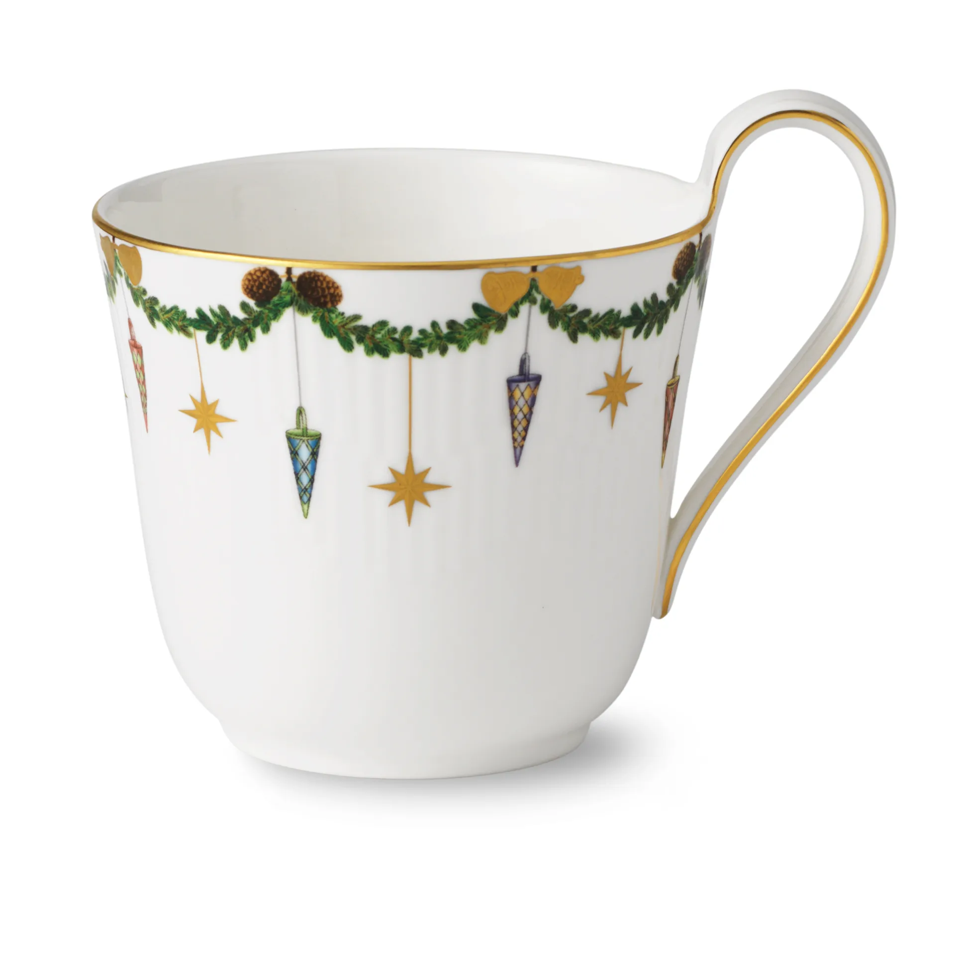 Star Fluted Christmas Tasse mit hohem Henkel, 33cl Royal Copenhagen