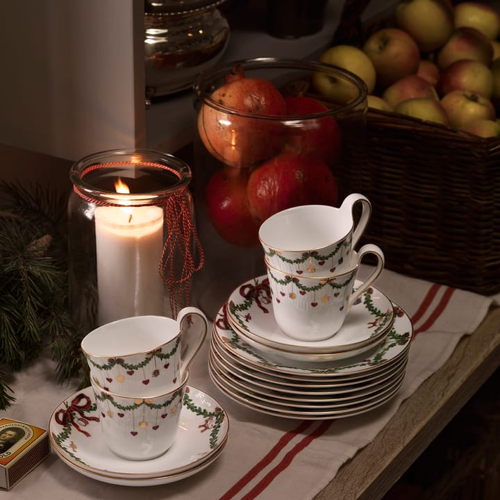 Star Fluted Christmas Tasse mit Untertasse, 24cl - hoher Henkel Royal Copenhagen