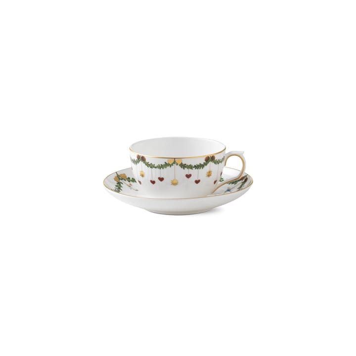 Star Fluted Christmas Tasse mit Untertasse - 32 cl - niedriger Griff - Royal Copenhagen