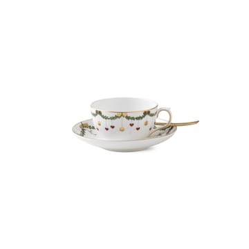 Star Fluted Christmas Tasse mit Untertasse - 32 cl - niedriger Griff - Royal Copenhagen