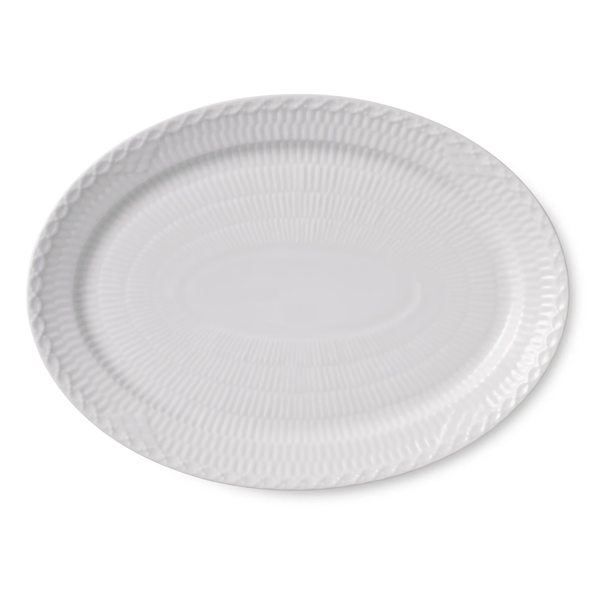 White Fluted Half Lace oval Servierteller, 28cm Royal Copenhagen