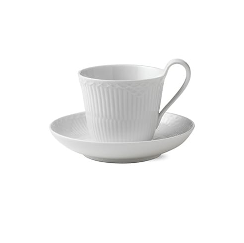 White Fluted Half Lace Tasse  - 25cl - Royal Copenhagen