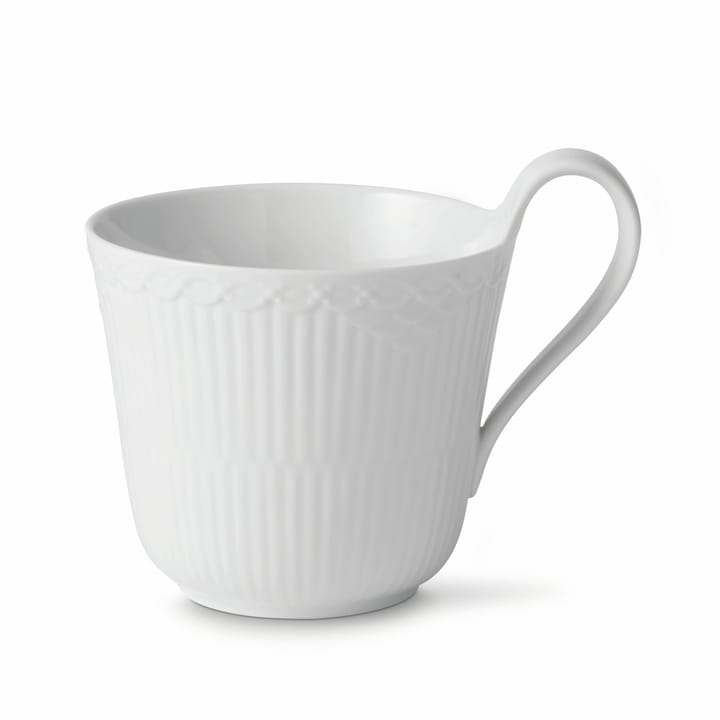 White Fluted Half Lace Tasse mit Henkel hoch - 33cl - Royal Copenhagen