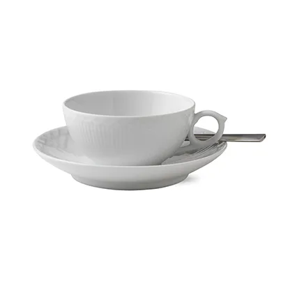 White Fluted Half Lace Teetasse, 20cl Royal Copenhagen
