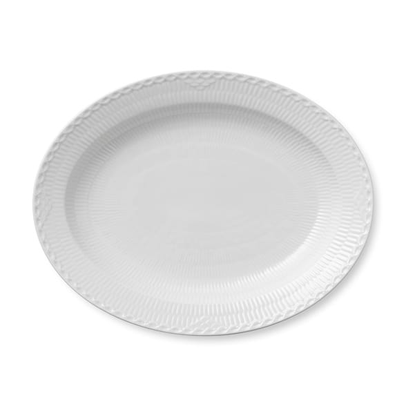 White Fluted Half Lace Teller oval 36,5cm - Weiß - Royal Copenhagen