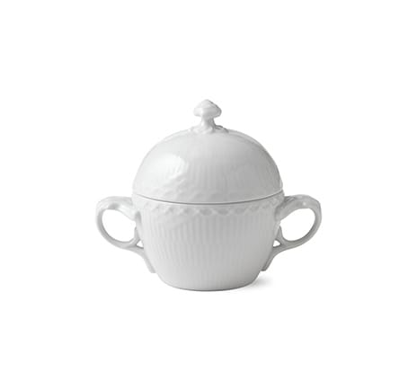 White Fluted Half Lace Zuckerschale mit Deckel - 20cl - Royal Copenhagen