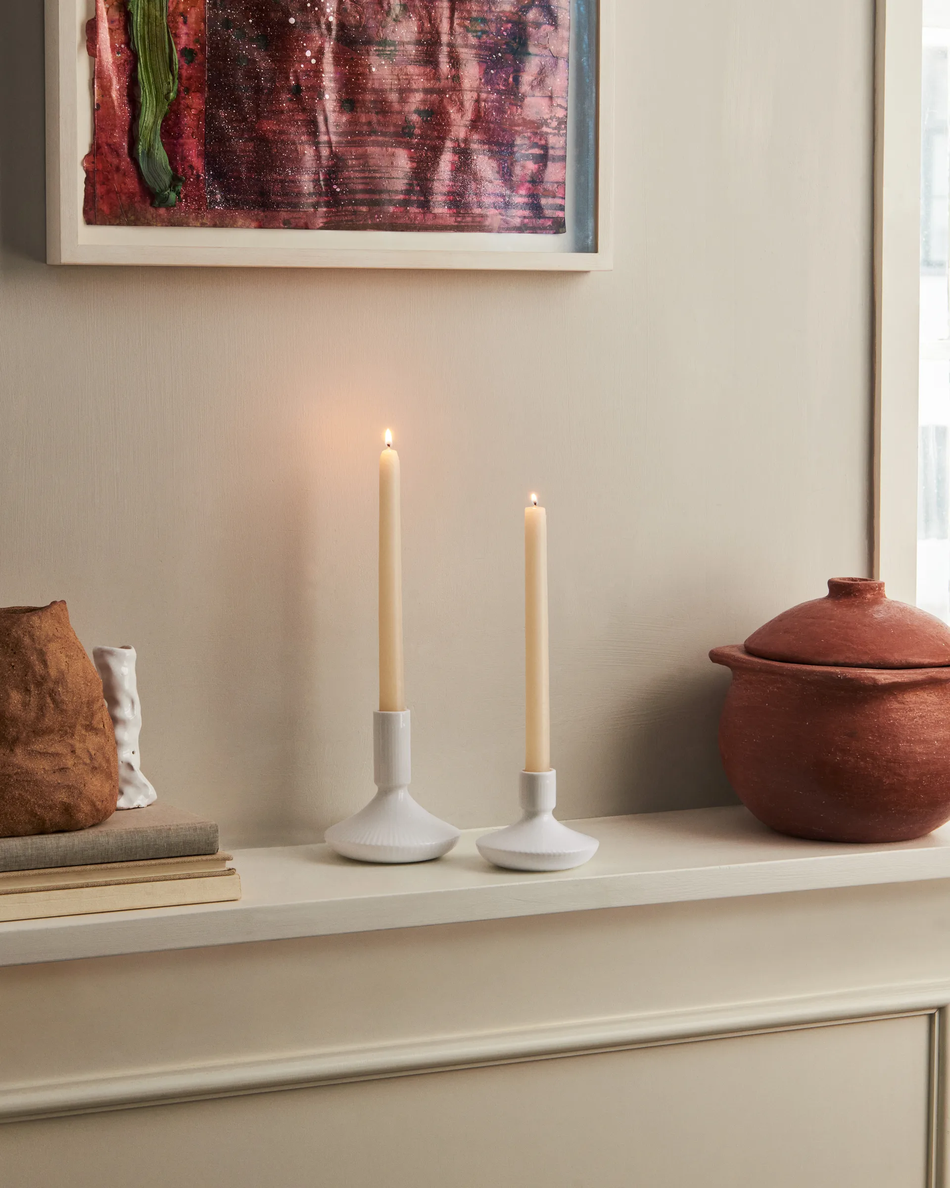 White Fluted Kerzenhalter 8 cm, Weiß Royal Copenhagen