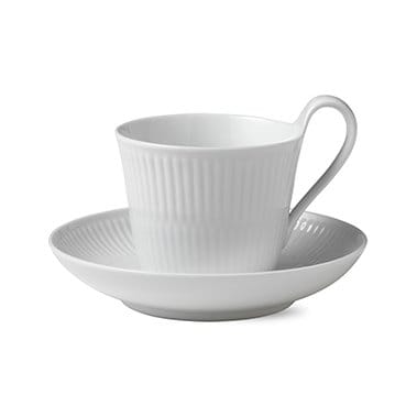 White Fluted Tasse m. hohem Henkel - 25cl - Royal Copenhagen