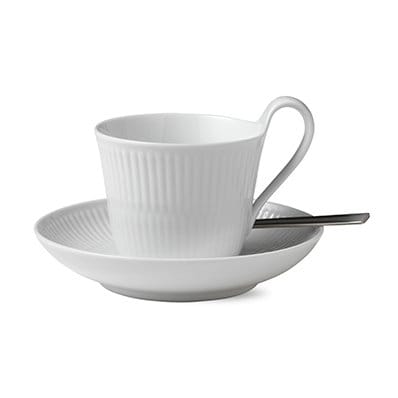 White Fluted Tasse m. hohem Henkel - 25cl - Royal Copenhagen