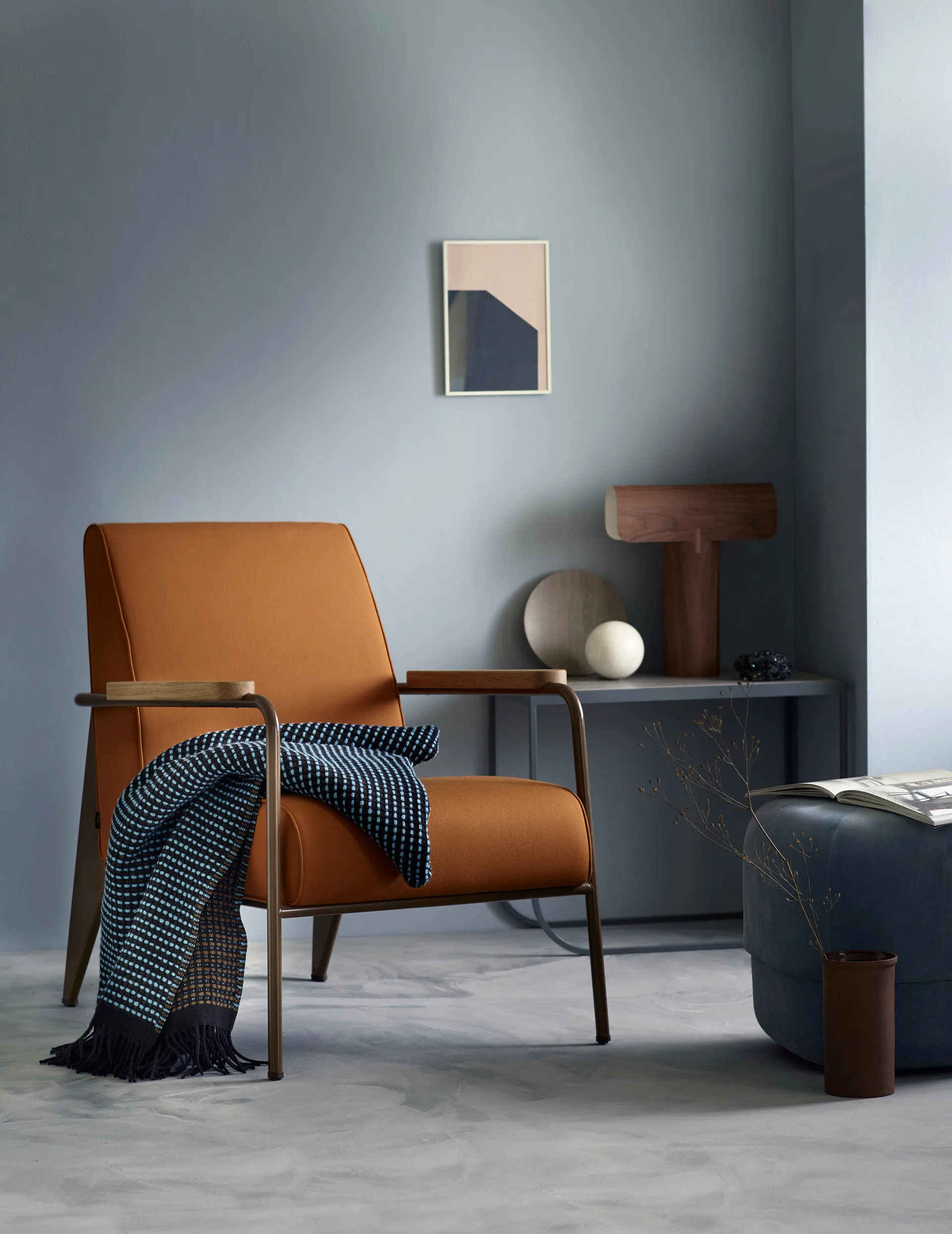 Lofoten Decke 150x210 cm, Blue-mule Røros Tweed