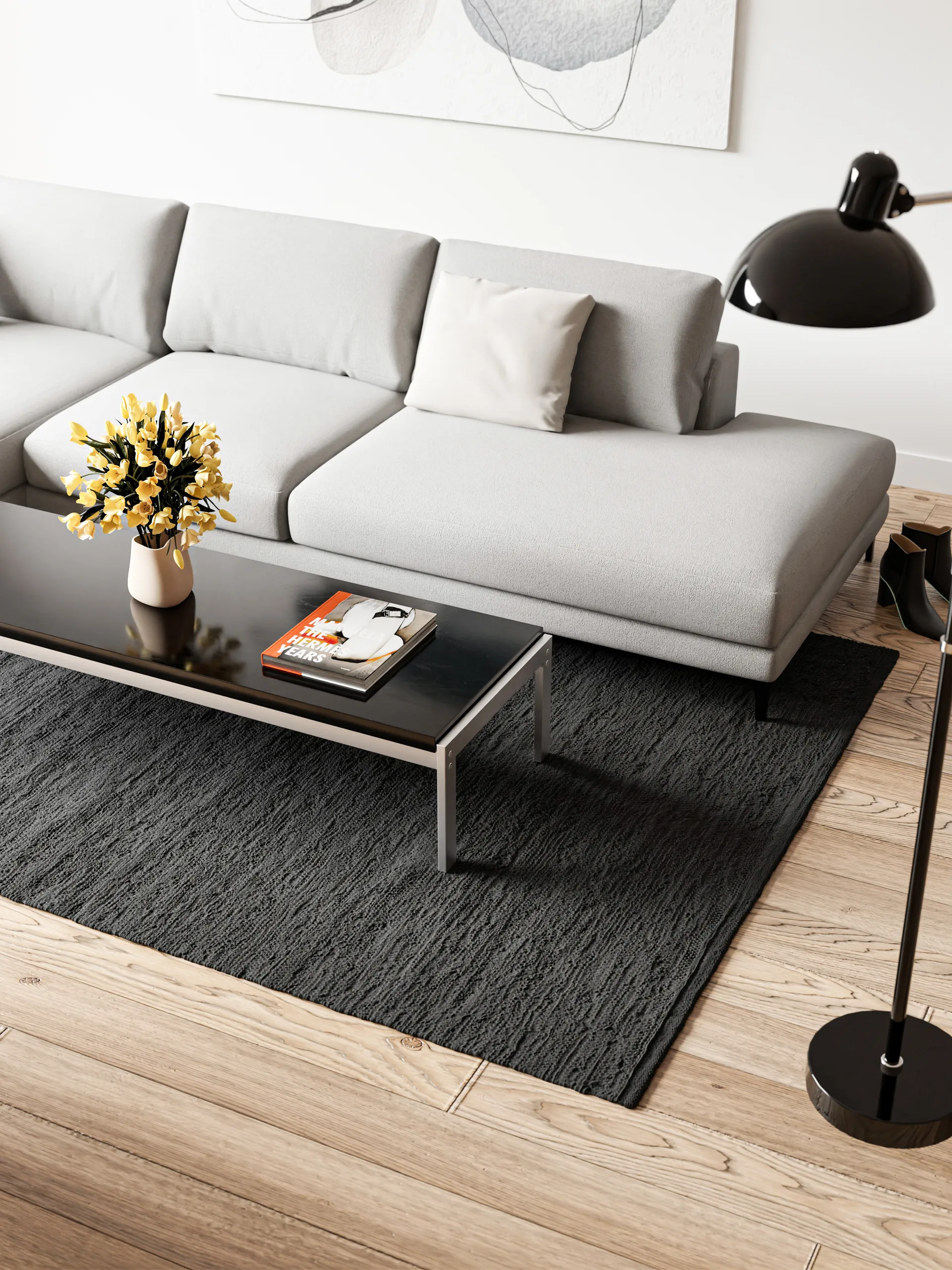 Cotton Teppich 140 x 200cm, Charcoal Rug Solid