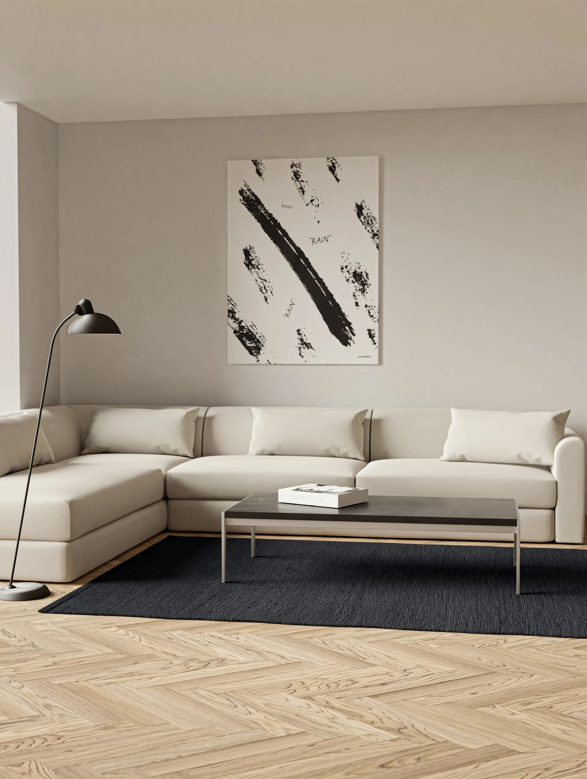 Cotton Teppich 140 x 200cm, Charcoal Rug Solid