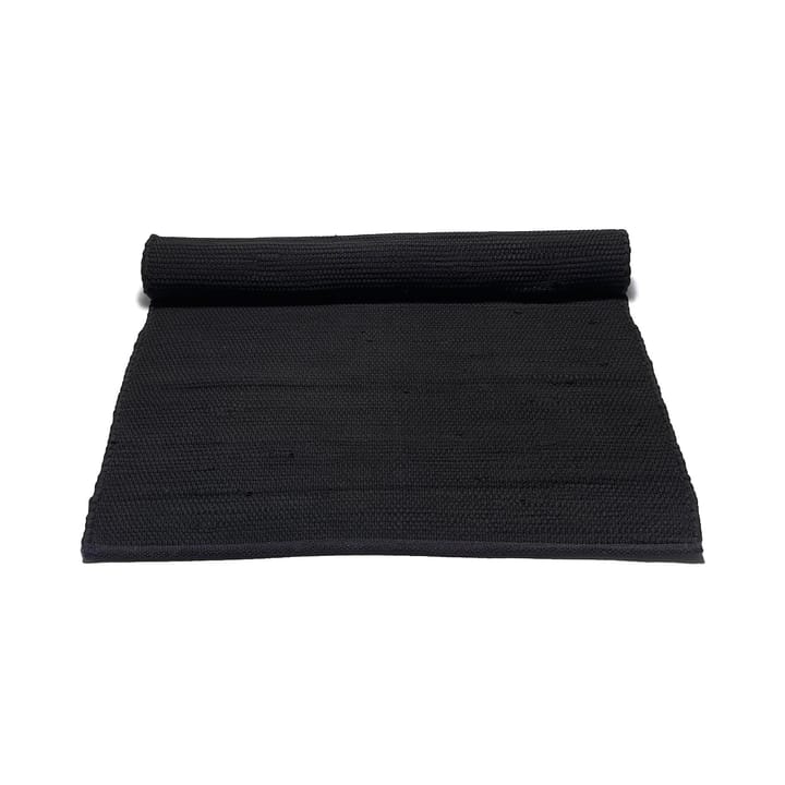 Cotton Teppich 60 x 90cm - Black (schwarz) - Rug Solid