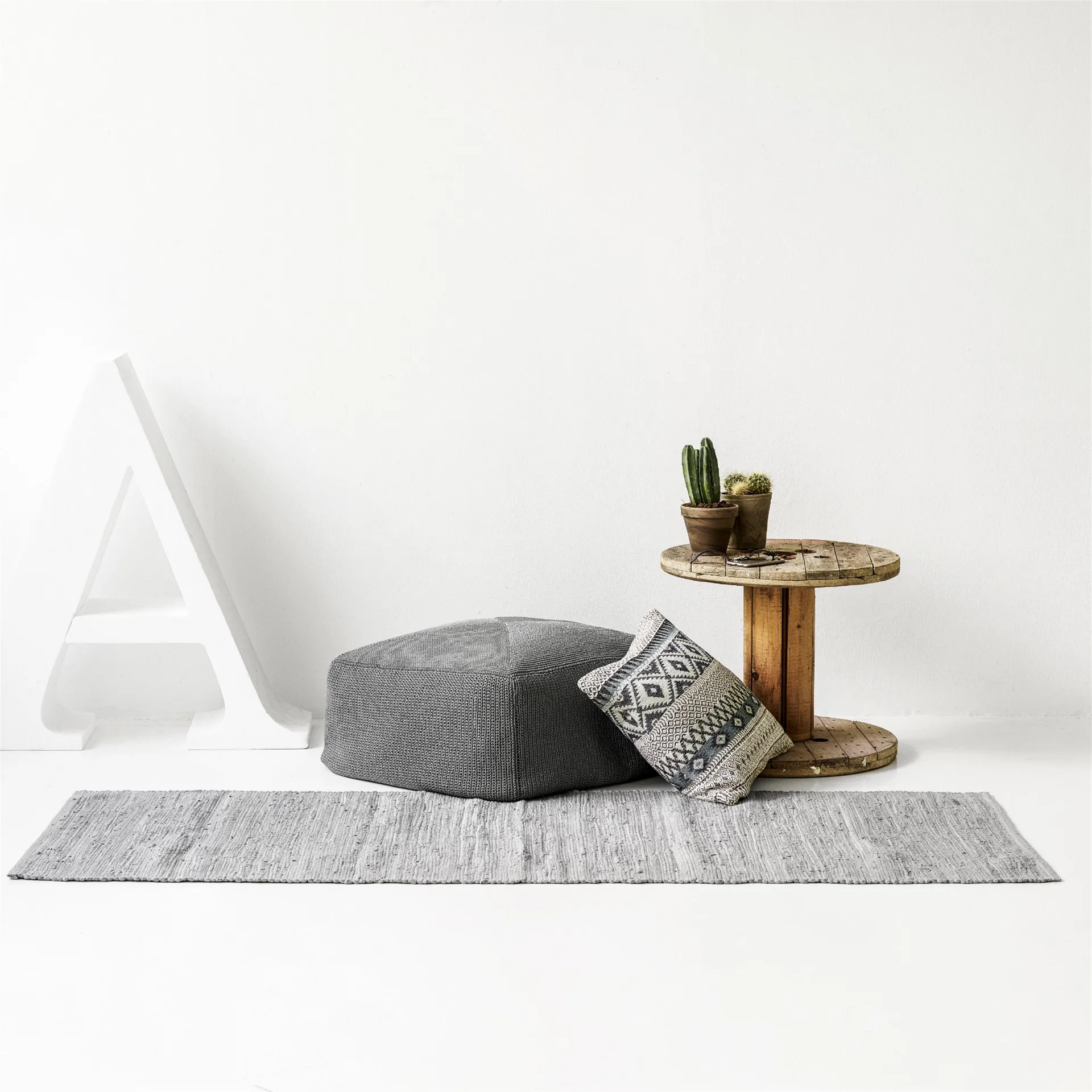 Cotton Teppich 75 x 200cm, Light grey (hellgrau) Rug Solid
