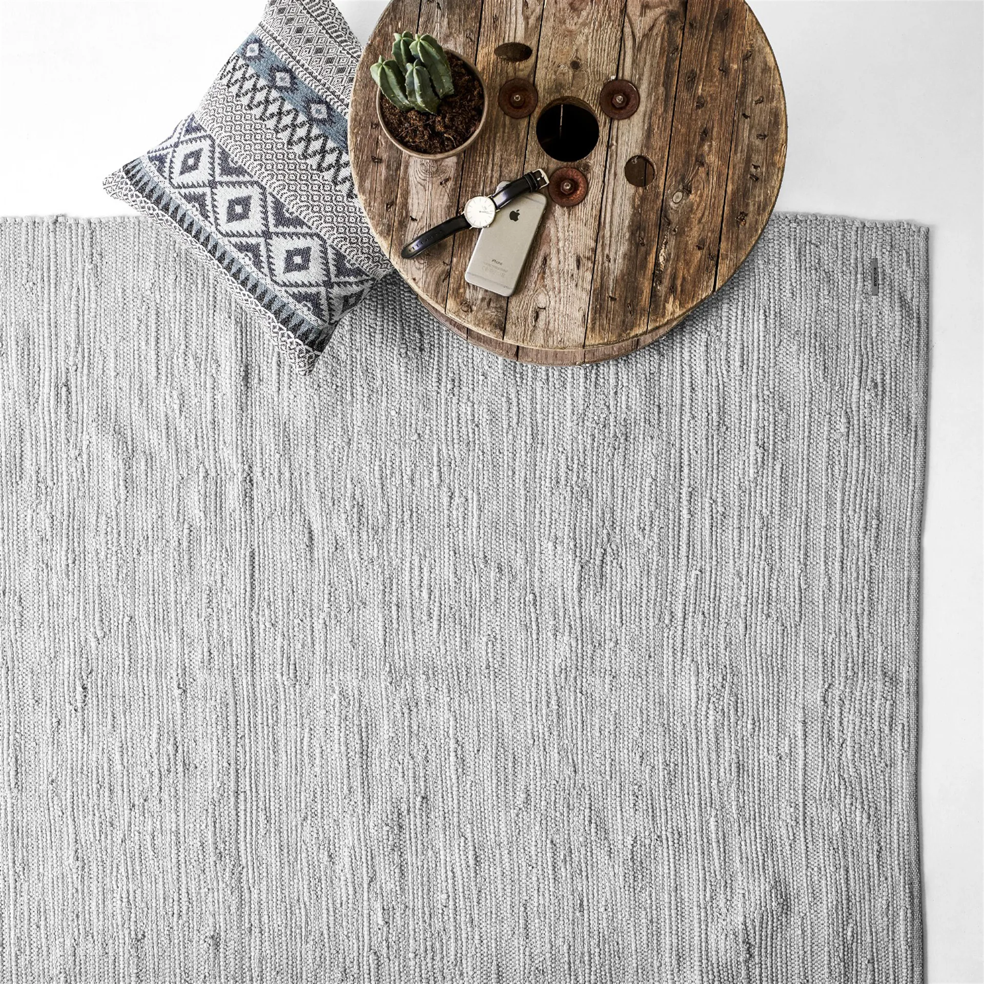 Cotton Teppich 75 x 200cm, Light grey (hellgrau) Rug Solid