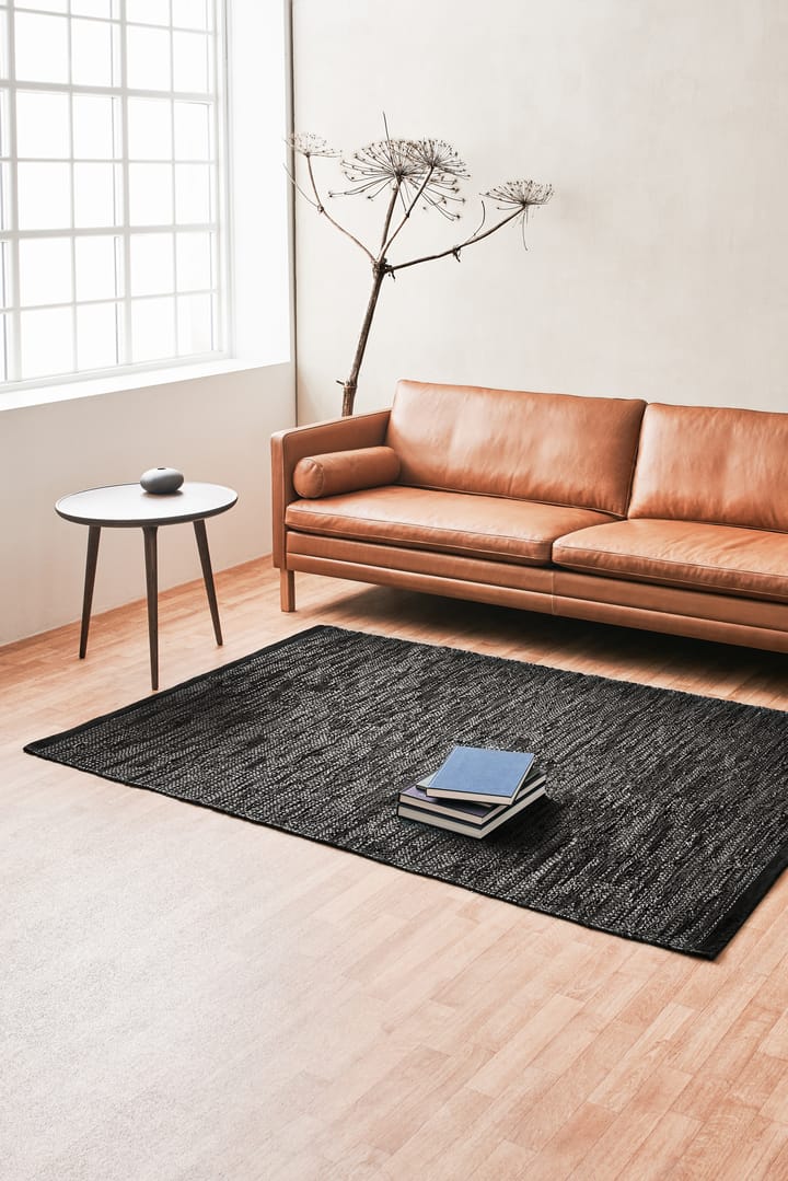 Leather Teppich 140 x 200cm, Black (schwarz) Rug Solid