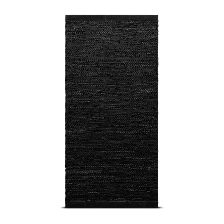 Leather Teppich 60 x 90cm - Black (schwarz) - Rug Solid