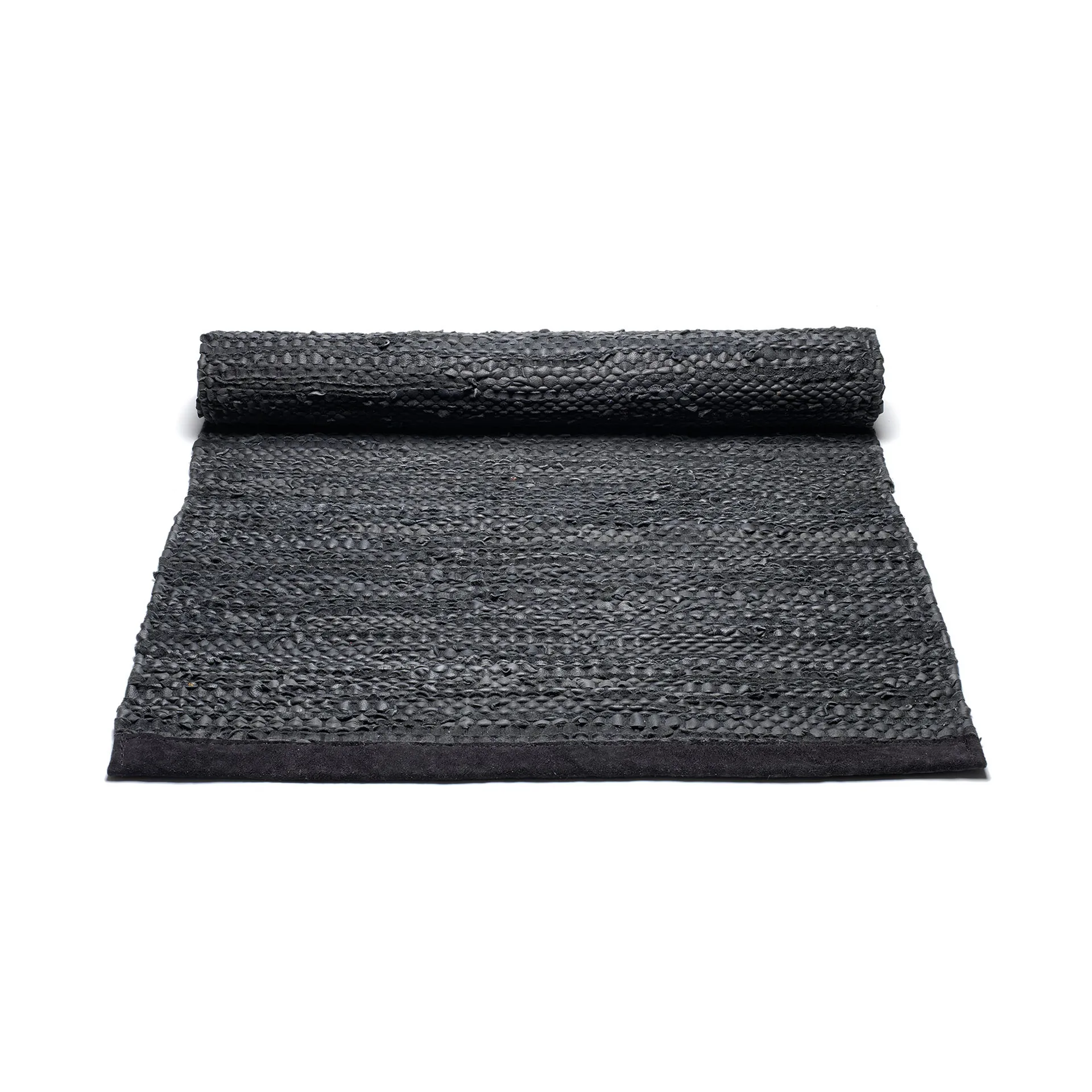 Leather Teppich 60 x 90cm, Black (schwarz) Rug Solid
