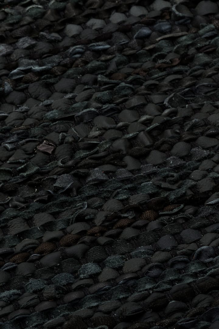 Leather Teppich 65 x 135cm - Black (schwarz) - Rug Solid