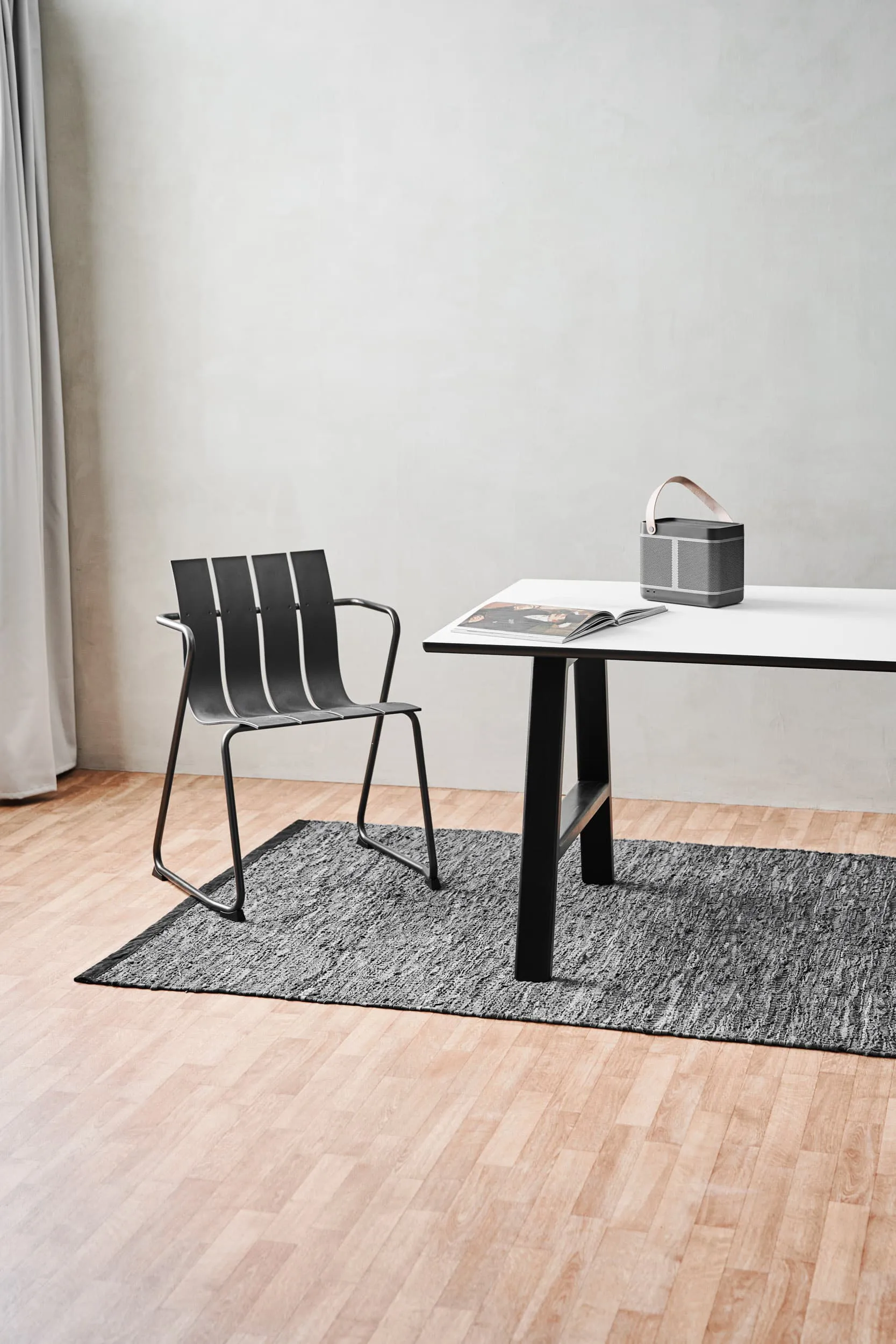 Leather Teppich 65 x 135cm, Dark grey (dunkelgrau) Rug Solid