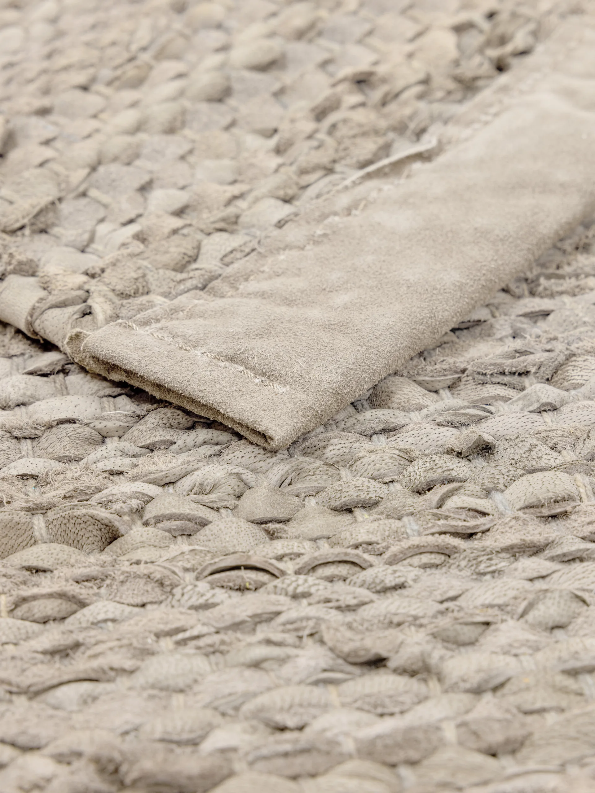 Leather Teppich 75 x 200cm, Beige Rug Solid