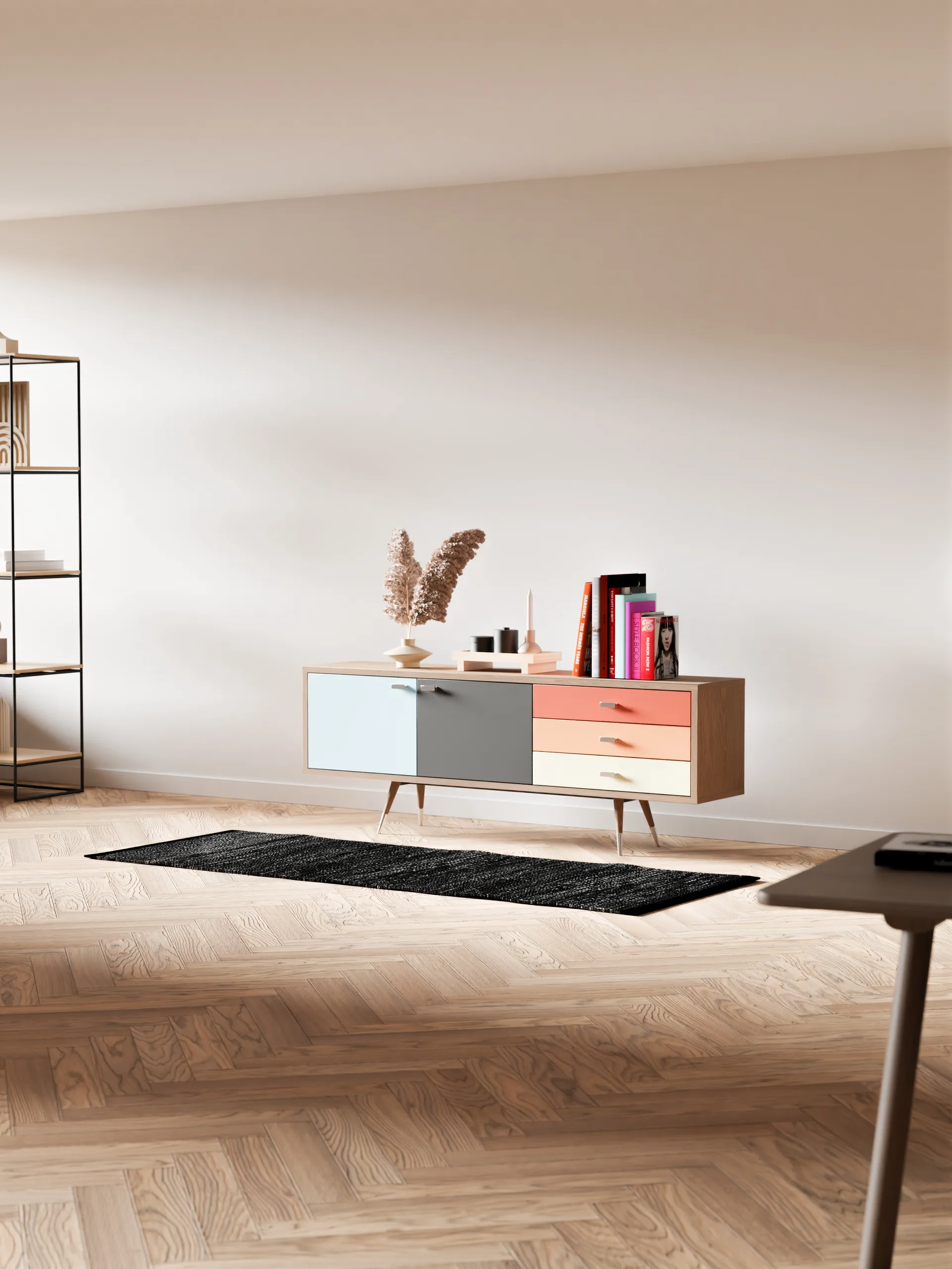 Leather Teppich 75 x 200cm, Black (schwarz) Rug Solid