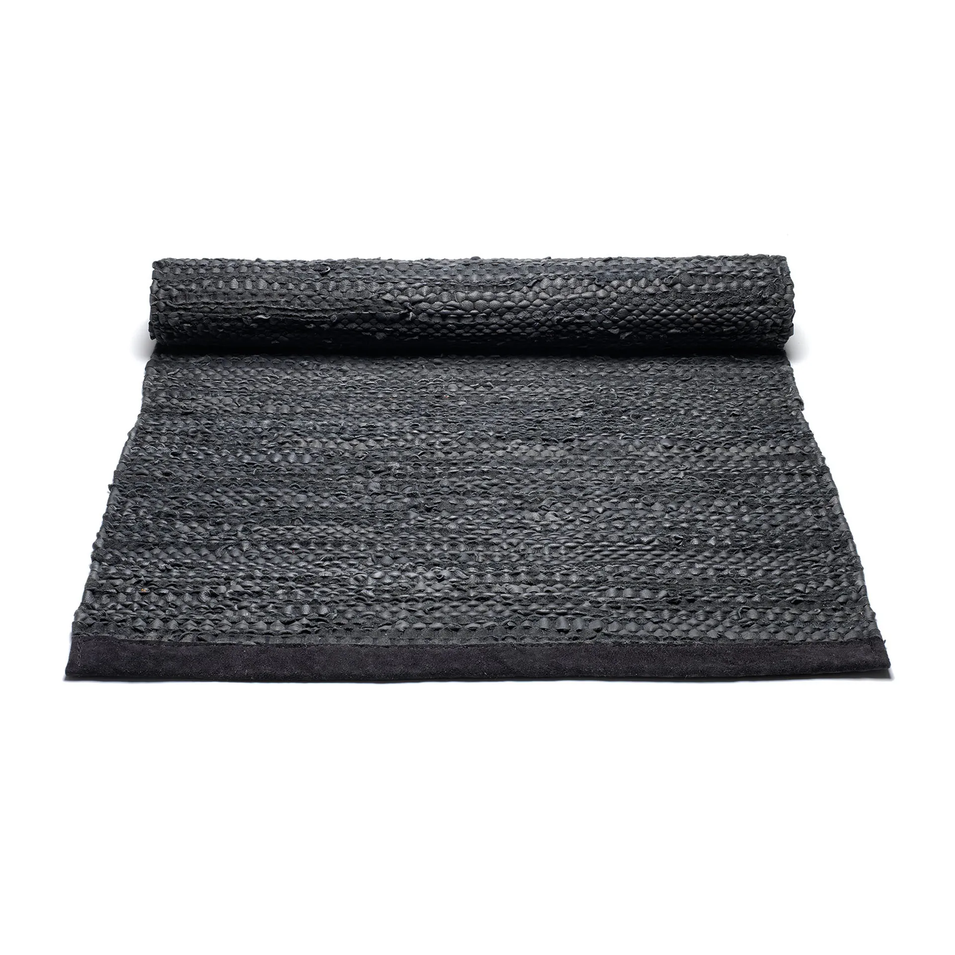 Leather Teppich 75 x 200cm, Black (schwarz) Rug Solid