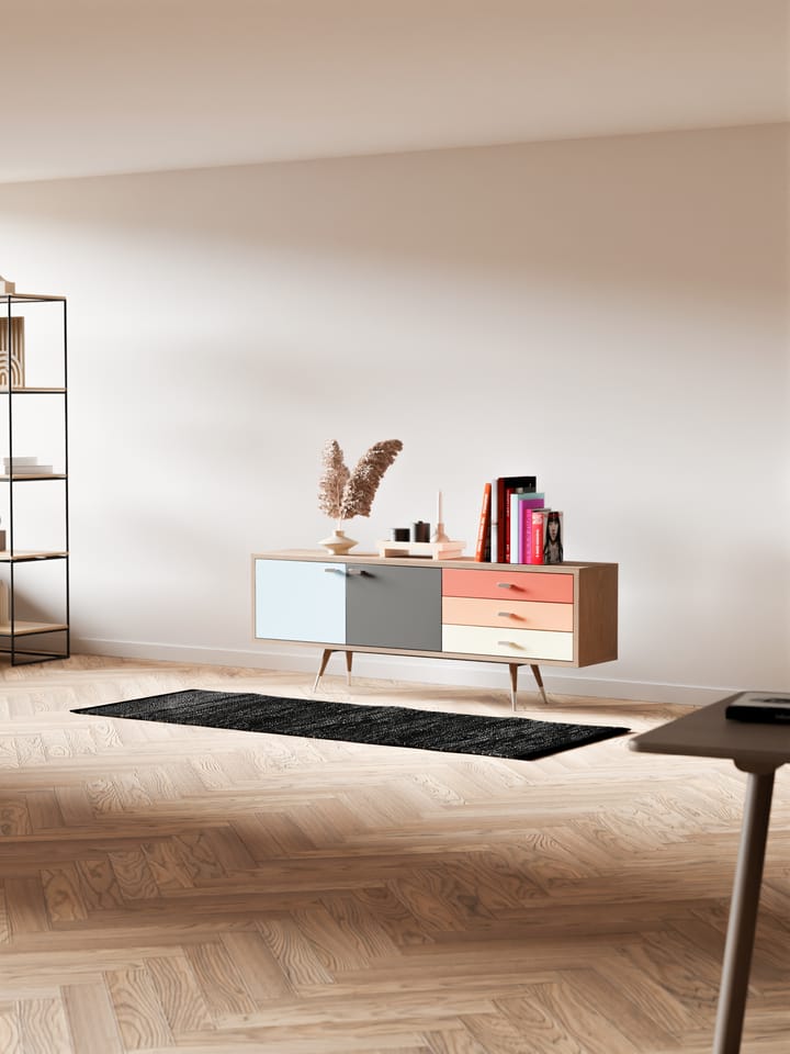 Leather Teppich 75 x 300cm, Black (schwarz) Rug Solid