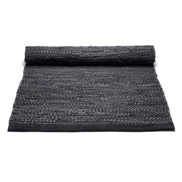 Leather Teppich 75 x 300cm - Black (schwarz) - Rug Solid