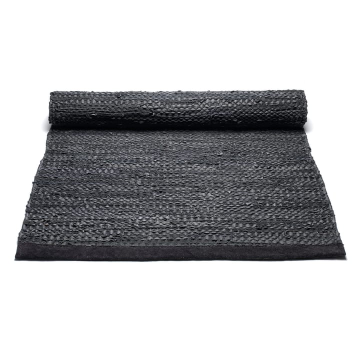 Leather Teppich 75 x 300cm, Black (schwarz) Rug Solid