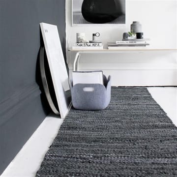 Leather Teppich 75 x 300cm - Black (schwarz) - Rug Solid