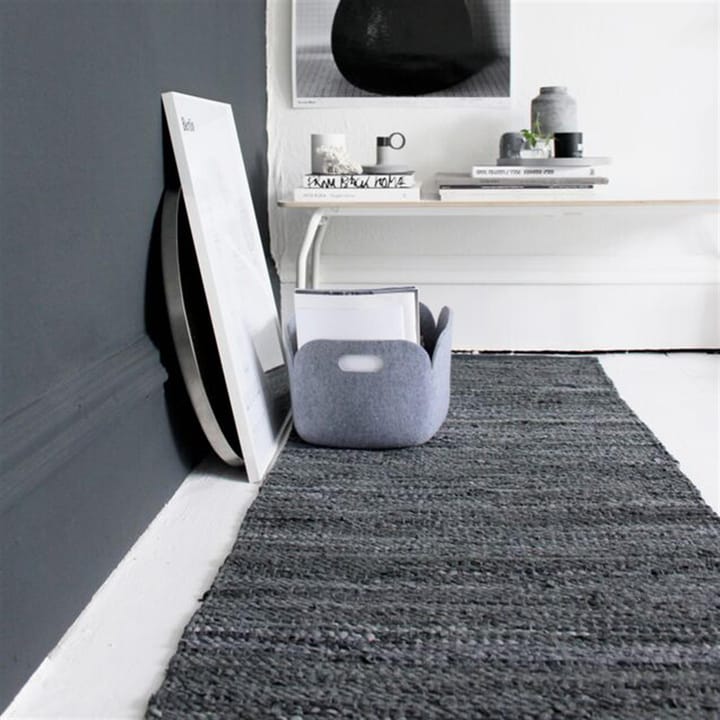 Leather Teppich 75 x 300cm, Black (schwarz) Rug Solid