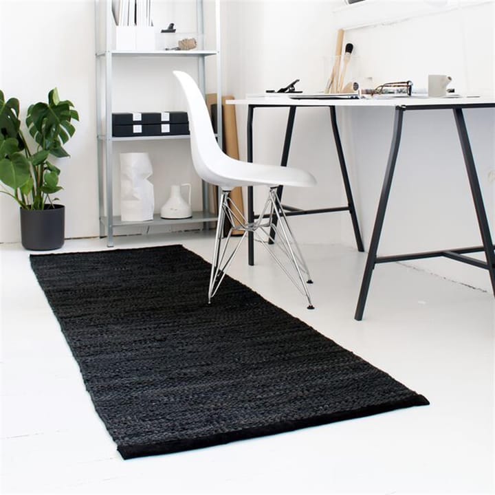 Leather Teppich 75 x 300cm, Black (schwarz) Rug Solid