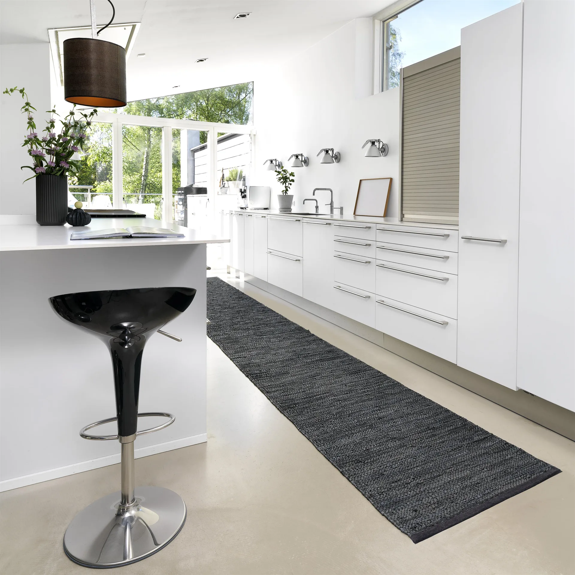 Leather Teppich 75 x 300cm, Dark grey (dunkelgrau) Rug Solid