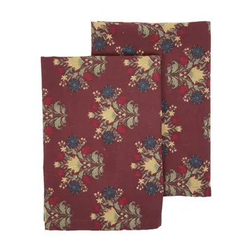 Linnea Küchenhandtuch 2er-Pack - Weinrot mix, 50x70 cm - Sagaform