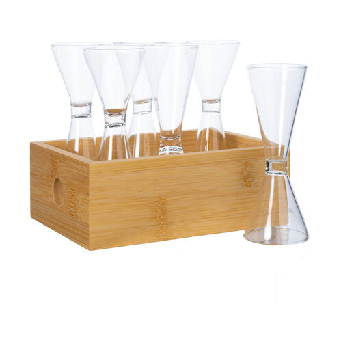 Sagaform Nature Schnapsgläser in Bambusbox 6er-Pack 4 cl Bambus-klar