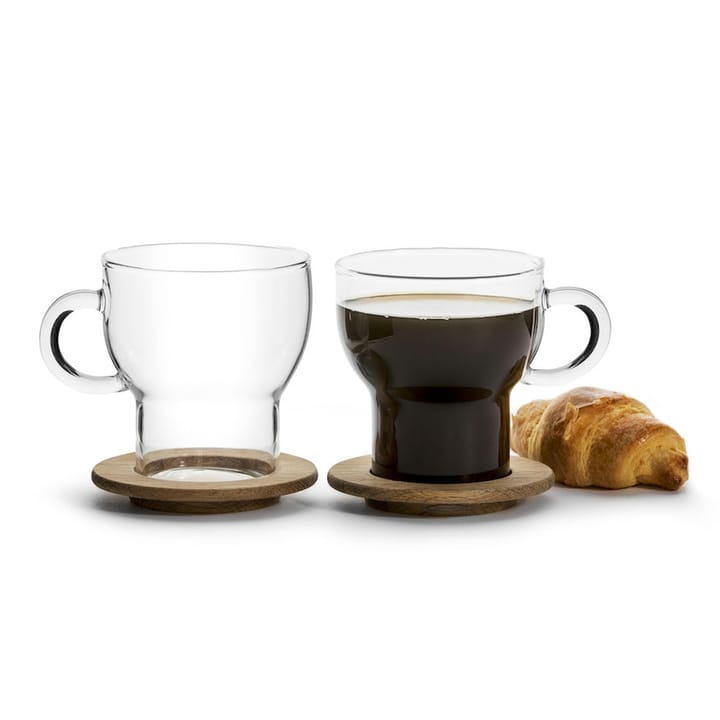 Oak Glastasse mit Untersetzer 2er Pack - 2er Pack - Sagaform