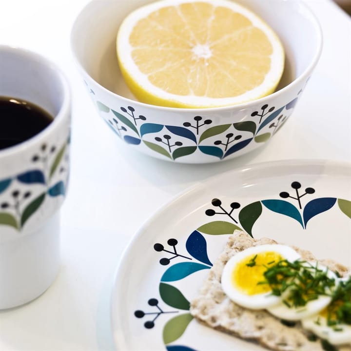 Retro Teetasse mit Untersetzer - Weiß/grün/blau - Sagaform