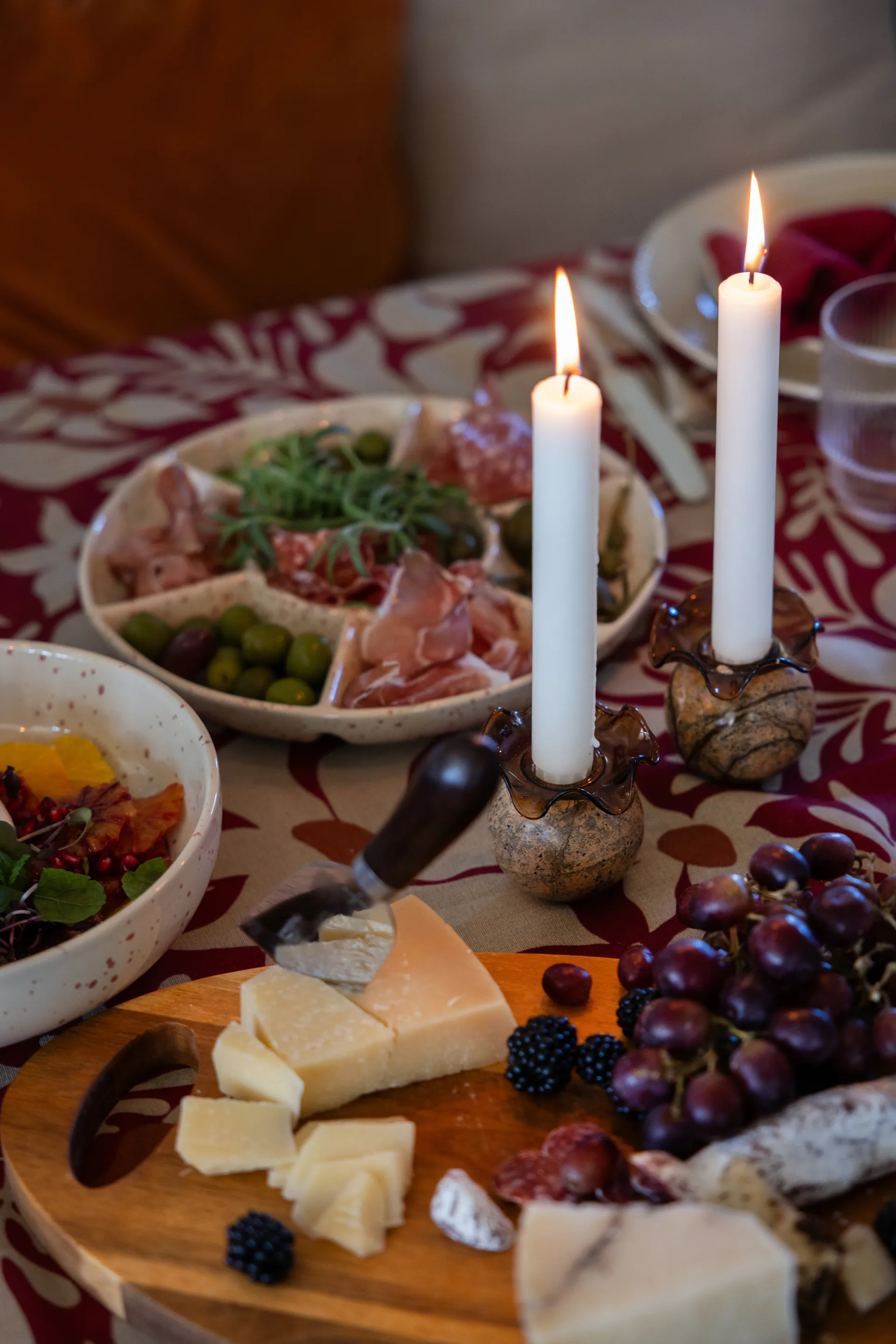 Stein Kerzenhalter Ø6 cm, Brauner Waldmarmor Sagaform