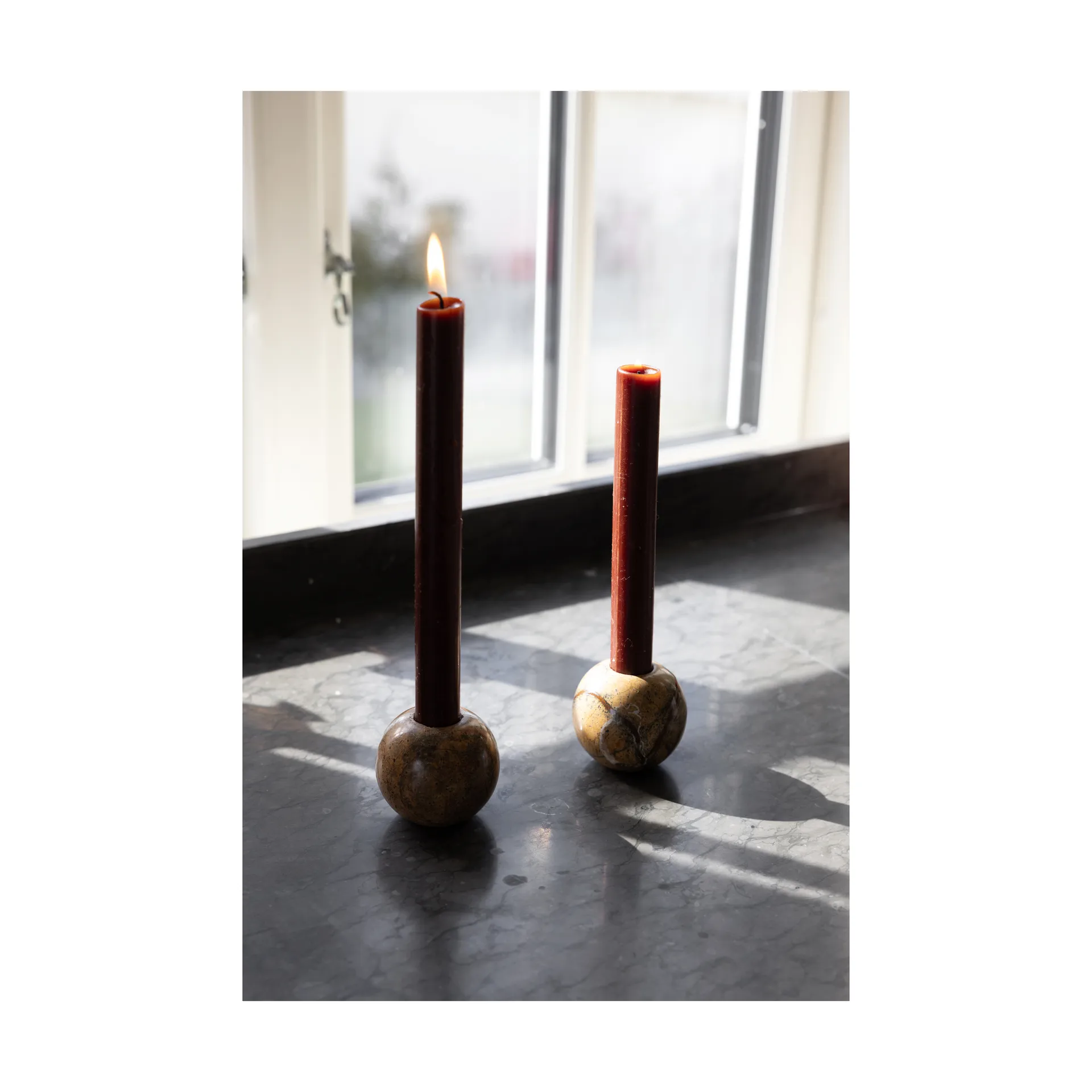 Stein Kerzenhalter Ø6 cm, Brauner Waldmarmor Sagaform