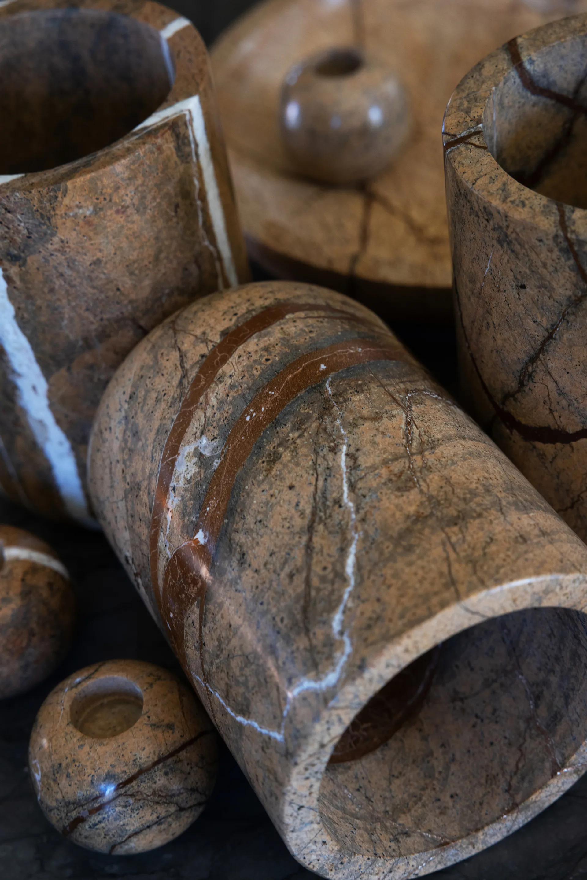 Stein Kerzenhalter Ø6 cm, Brauner Waldmarmor Sagaform