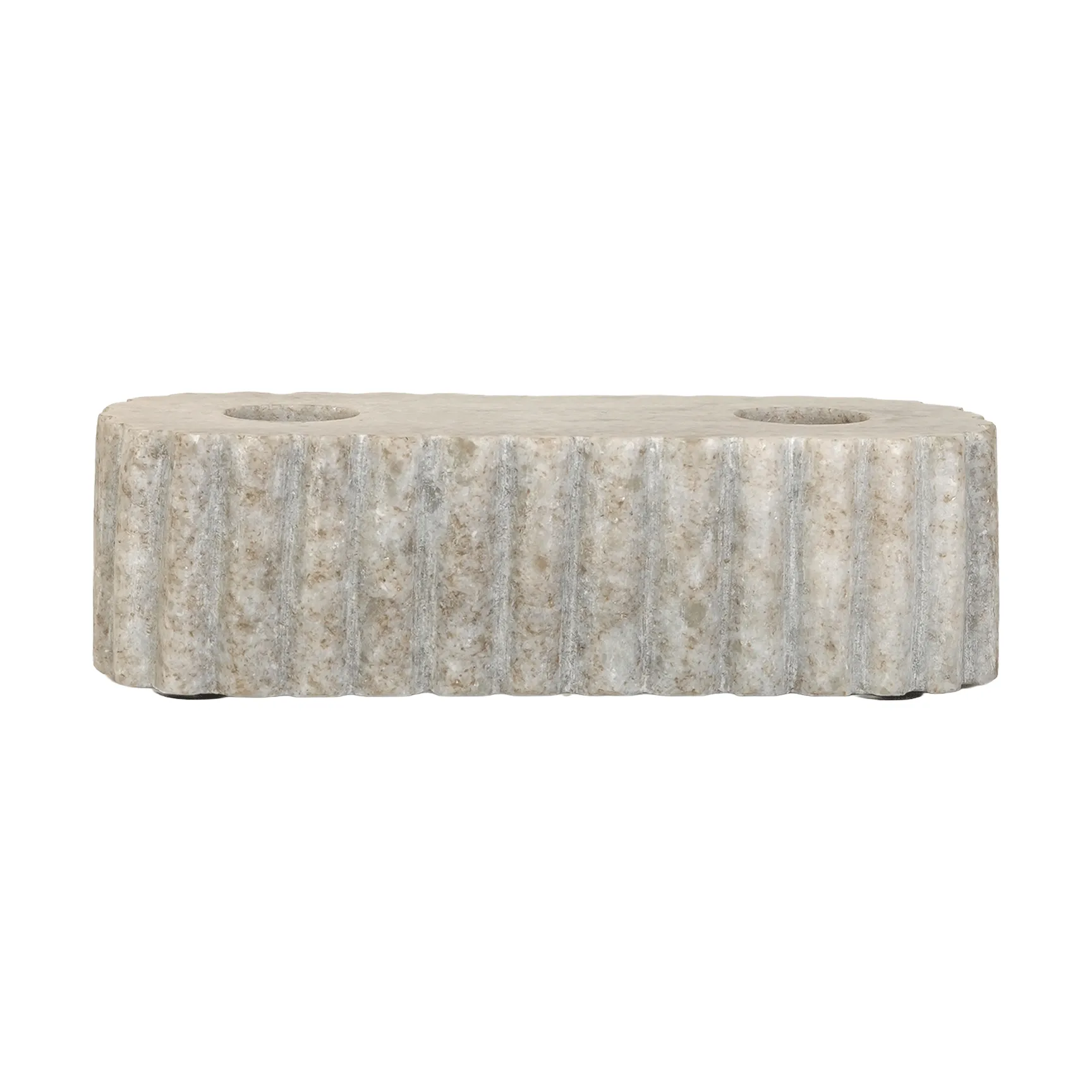 Stein-Kerzenhalter für zwei Kerzen, Travertinmarmor, 15x6x4 cm Sagaform
