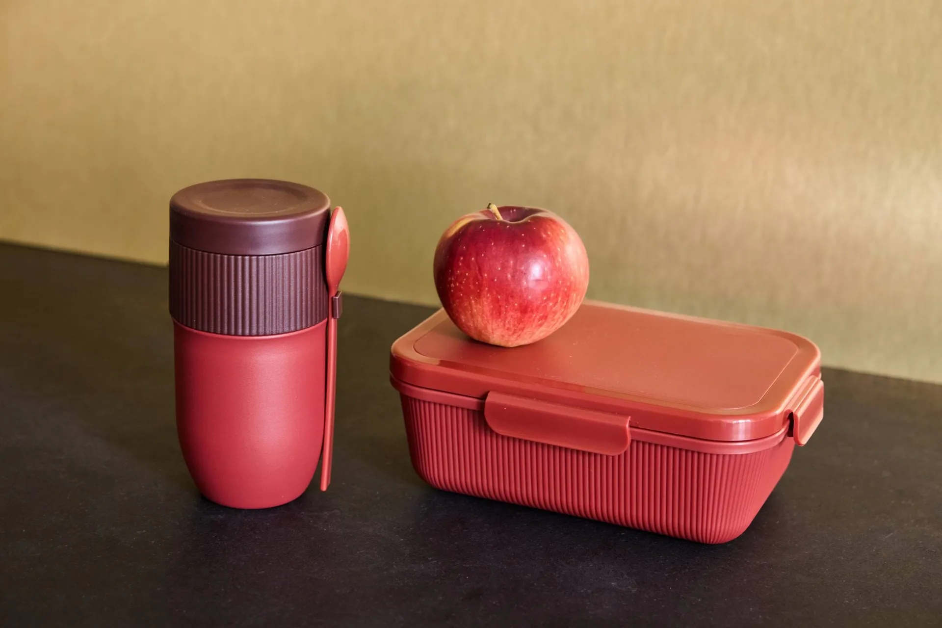 Ted Thermos-Joghurtbecher mit Löffel, Weinrot Pantone 7624C, 32 cl Sagaform