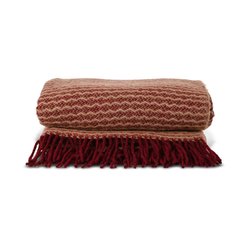 Sagaform Ulli Decke 130x170 cm Weinrot | Skandinavisches Design | Baumwolldecken | Rot