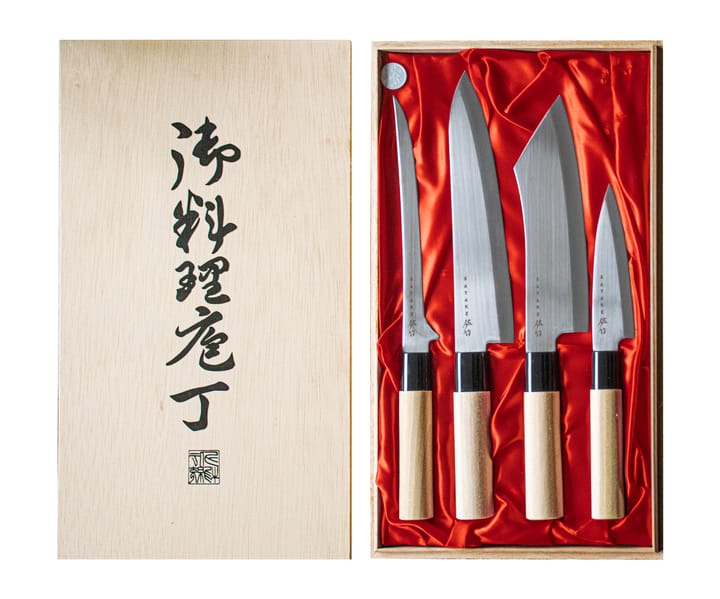 Messer-Set in Balsabox 22 x 38 cm - 4-teilig - Satake