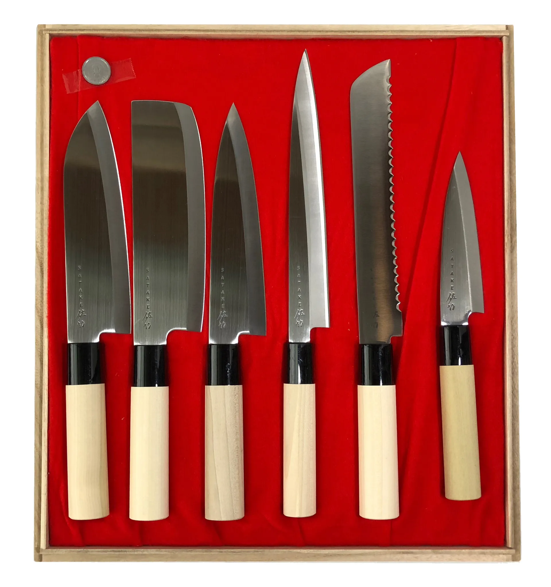 Messer-Set in Balsabox 35 x 38 cm, 6-teilig Satake