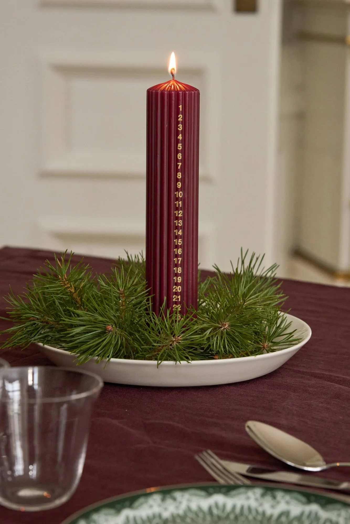 Awaiting Adventskerze, Deep wine, 25 cm Scandi Essentials