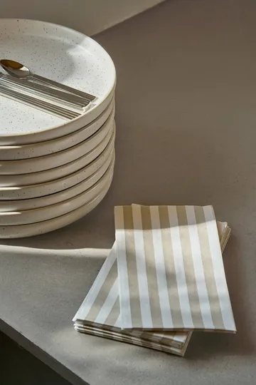Bold Stripe Papierserviette - Weiß-Beige, 15er-Pack, 33x40 cm - Scandi Essentials