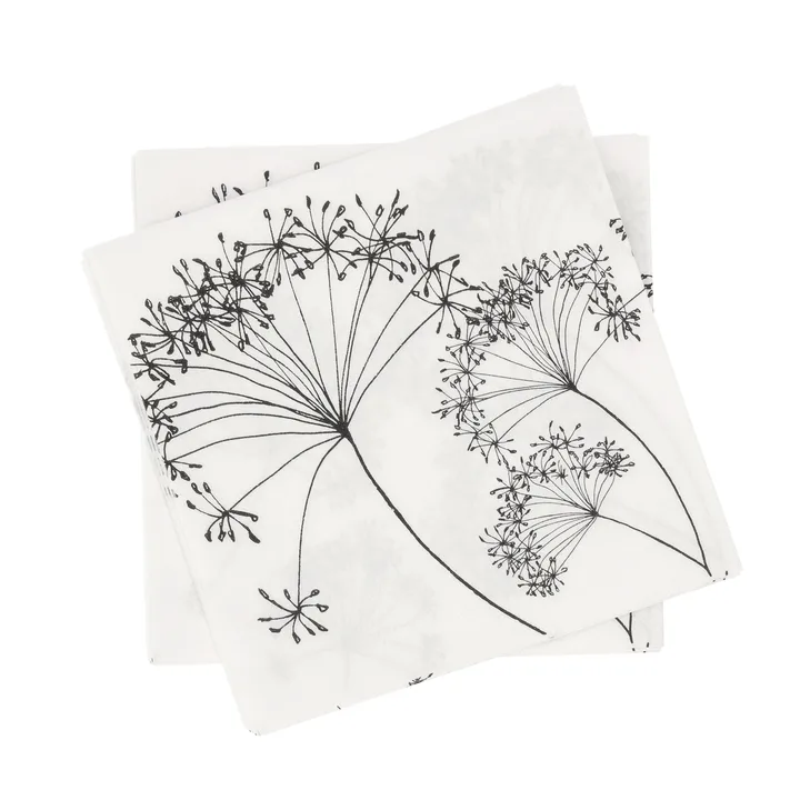 Botanical Papierserviette - Weiß-Schwarz, 20er-Pack, 33x33 cm - Scandi Essentials